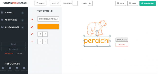 online logo makerロゴ作成ページ