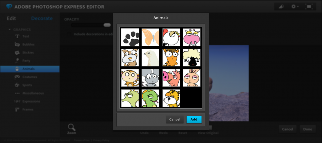 Photoshop Express Editorのスタンプ