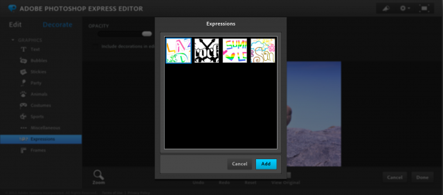 Photoshop Express Editorのスタンプ