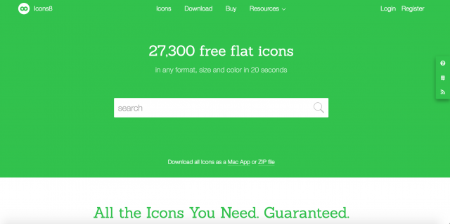 Icons8のトップページ