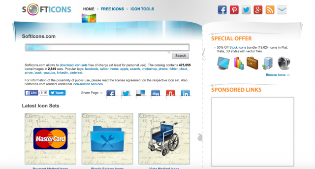 softicons.comのトップページ