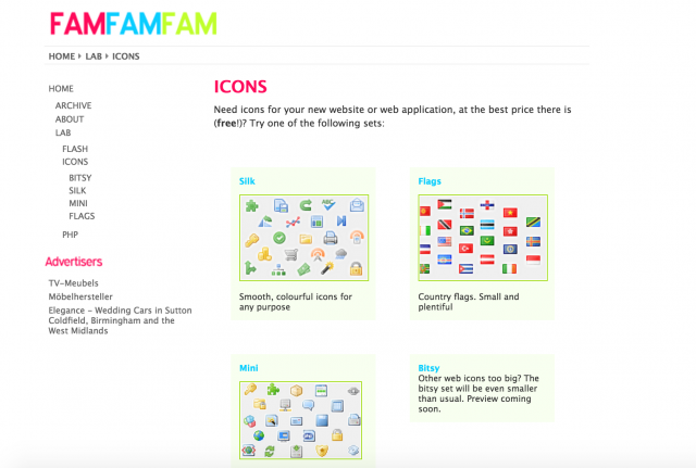 famfamfam.com: iconsのトップページ