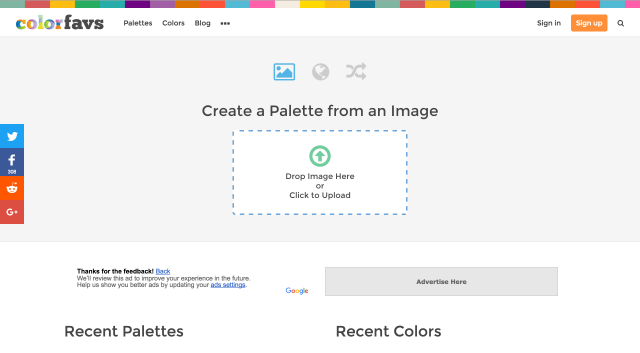 Colorfavsは画像からカラーパレットを作成できる便利なツール