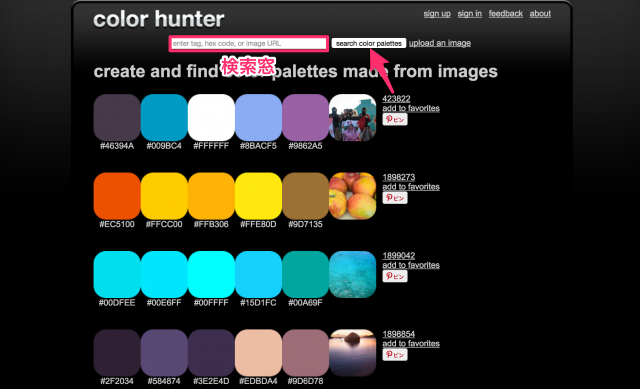 Color Hunterの検索窓
