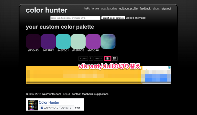 画像から生成されたカラーパレット